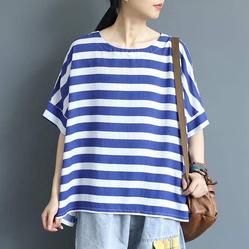 Bomuld Lin Loose Stripe T-shirt