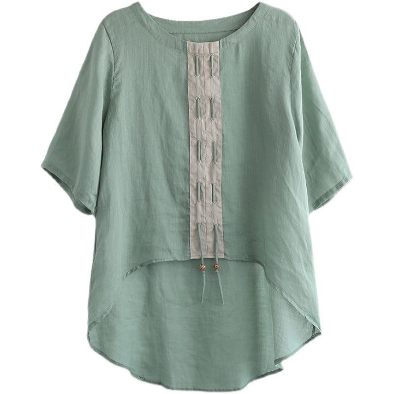 Dame Sommer Retro Linen T-shirt