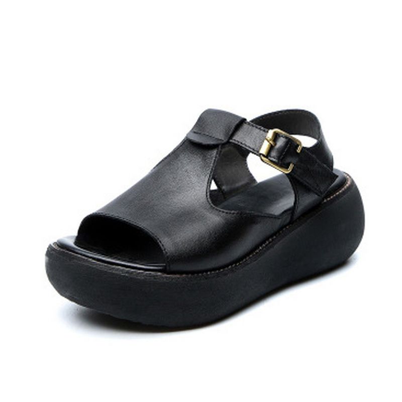 Casual Læder Håndlavede Platform Sandaler