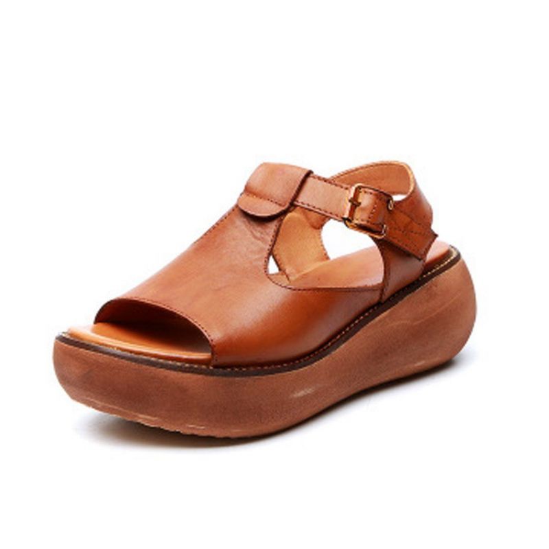 Casual Læder Håndlavede Platform Sandaler