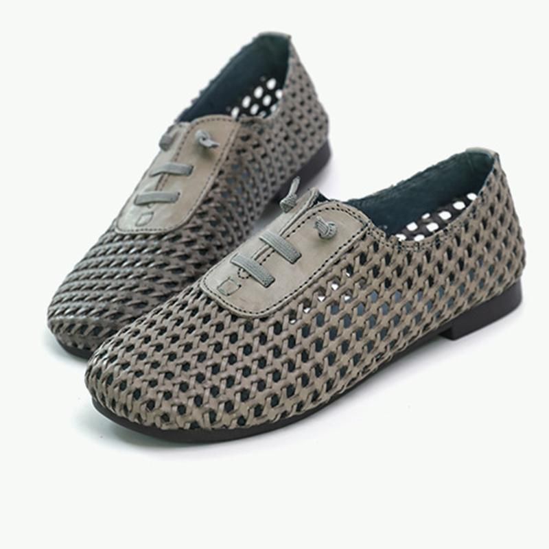 Dame Sommer Hollow Leahter Casual Sandaler