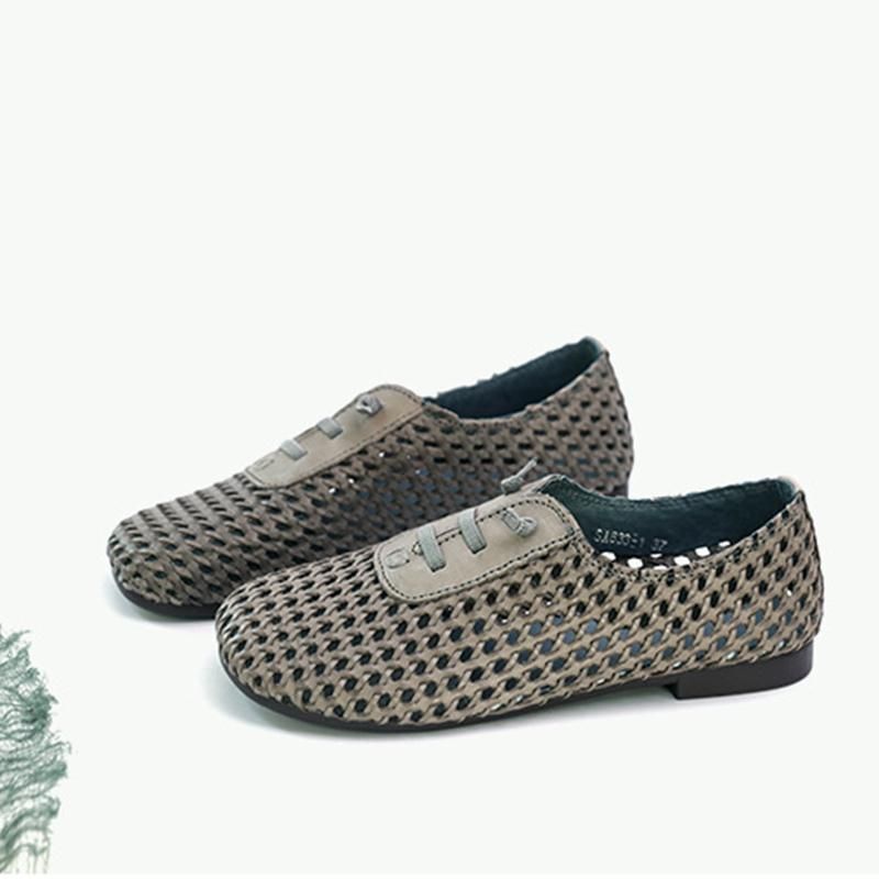 Dame Sommer Hollow Leahter Casual Sandaler