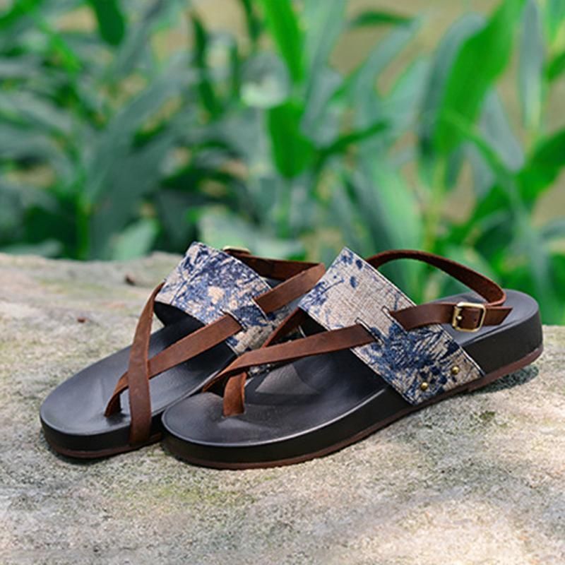 Dametrykt Clip Toe Casual Holiday Flats Sandaler