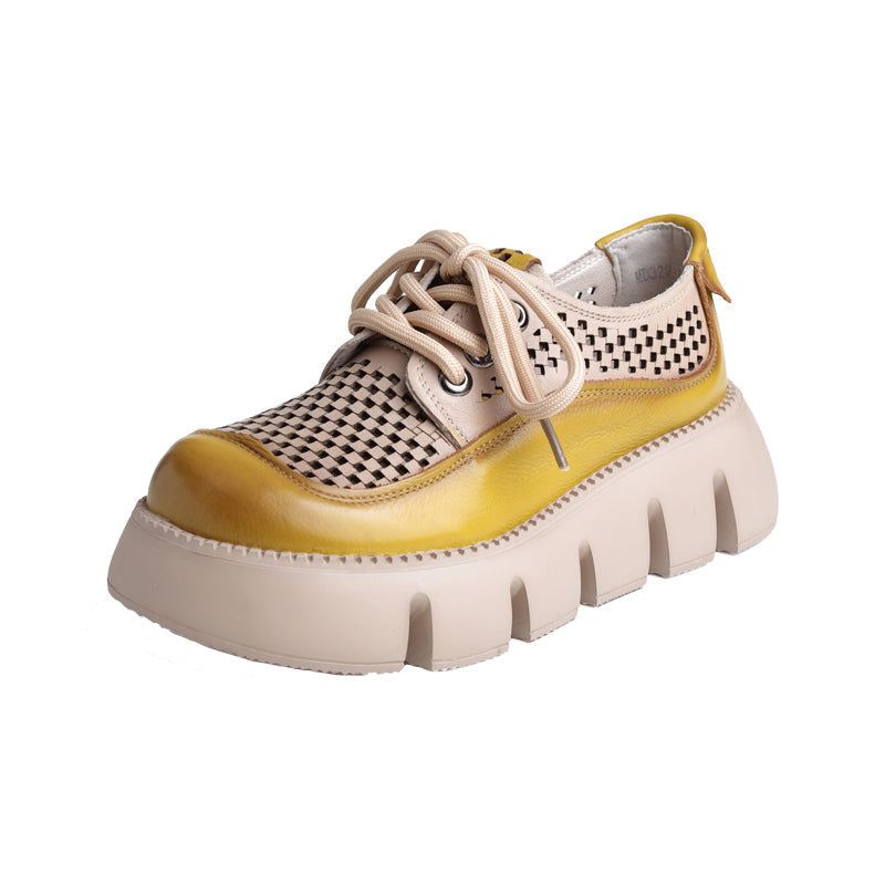 Forår Sommer Retro Hule Læder Platform Sandaler