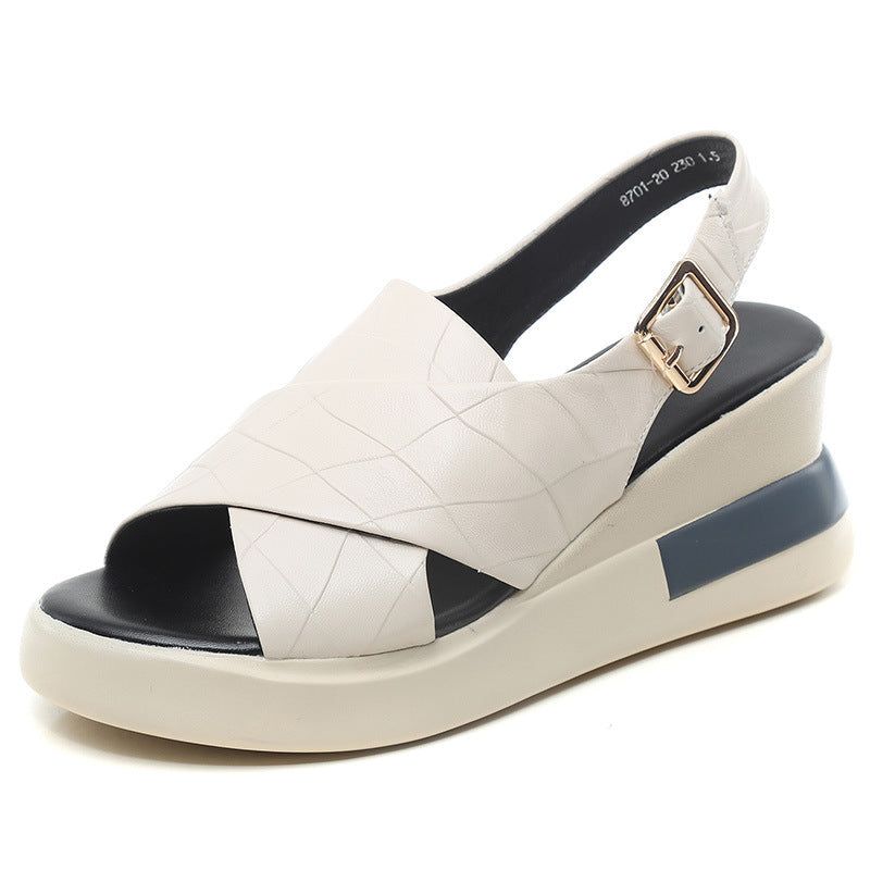 Kvinder Retro Læder Wedge Casual Sommer Sandaler