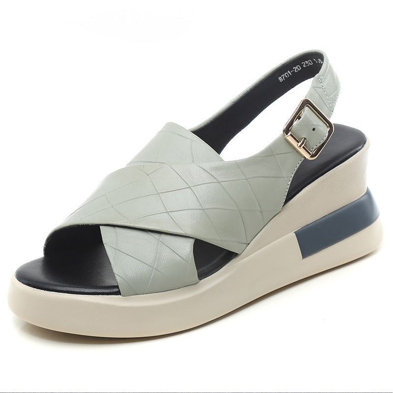 Kvinder Retro Læder Wedge Casual Sommer Sandaler