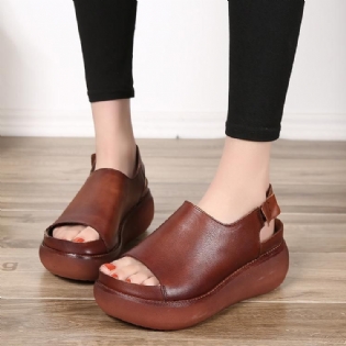 Kvinder Sommer Casual Retro Platform Lædersandaler