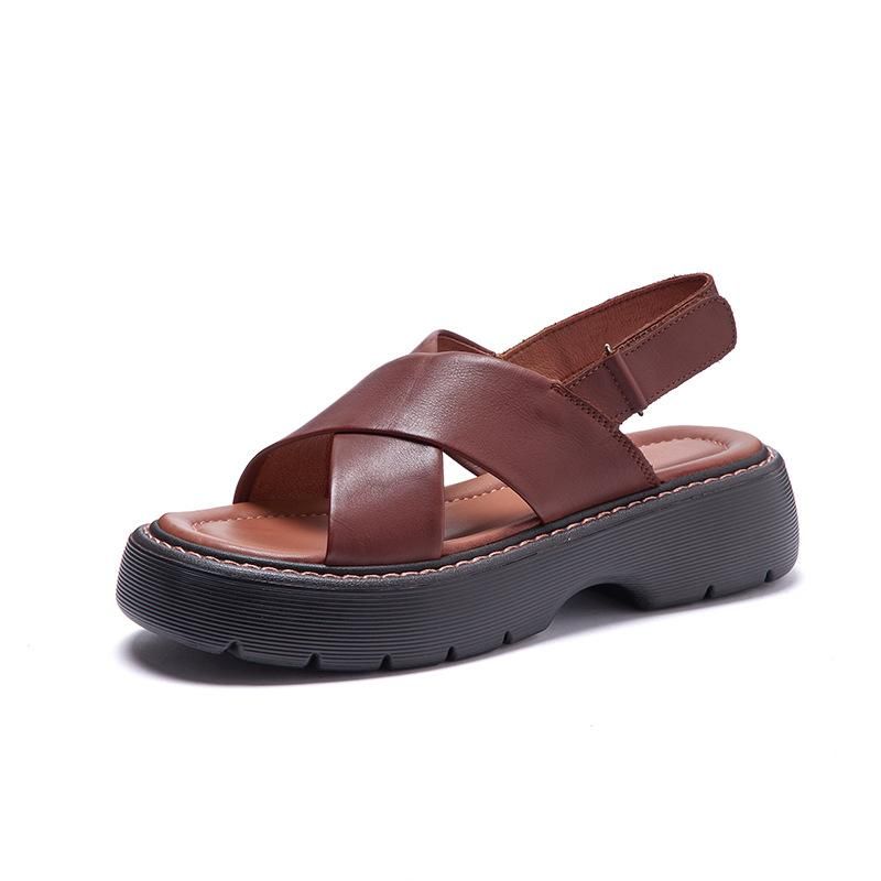 Sommer Dame Læder Platform Sandaler