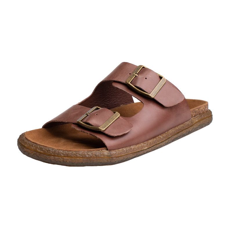 Sommer Retro Casual Lædersandaler Med Velcro