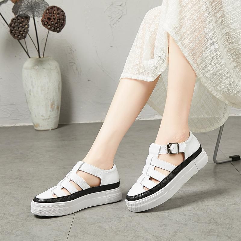 Sommermode Hollow Out Platform Justerbare Spænde Sandaler