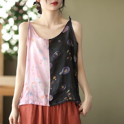 Dame Sommer Blomster Patchwork Linned Vest