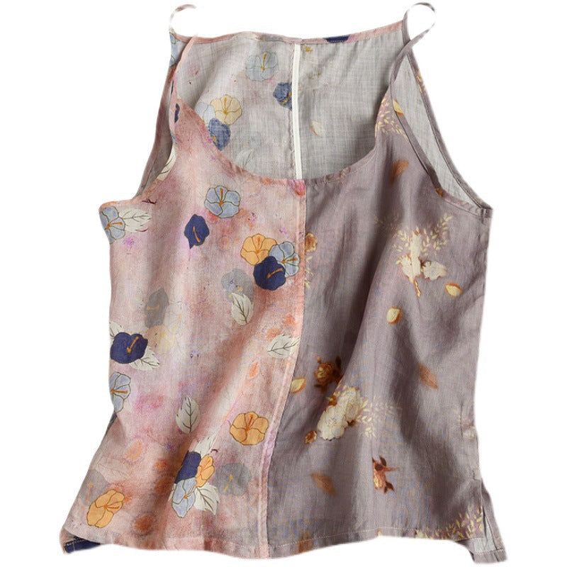 Dame Sommer Blomster Patchwork Linned Vest