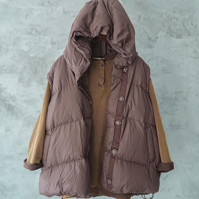 Retro Casual Hooded Botton Down Vest