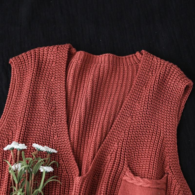 Retro V-hals Bomuld Strik Pullover Sweater Vest