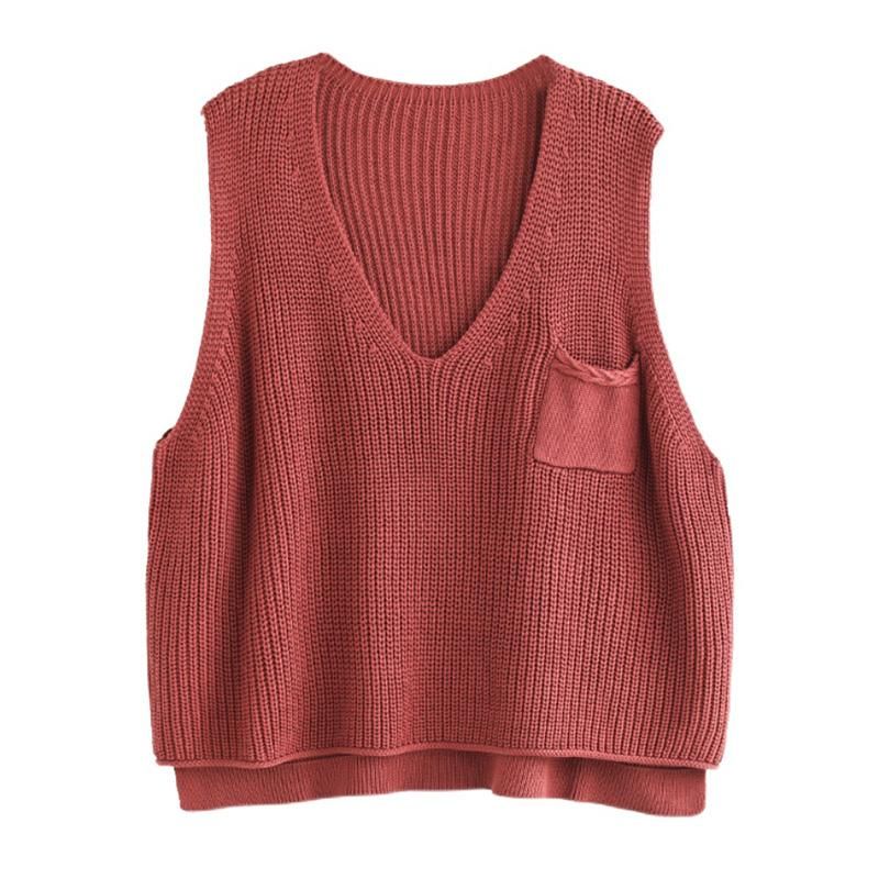 Retro V-hals Bomuld Strik Pullover Sweater Vest