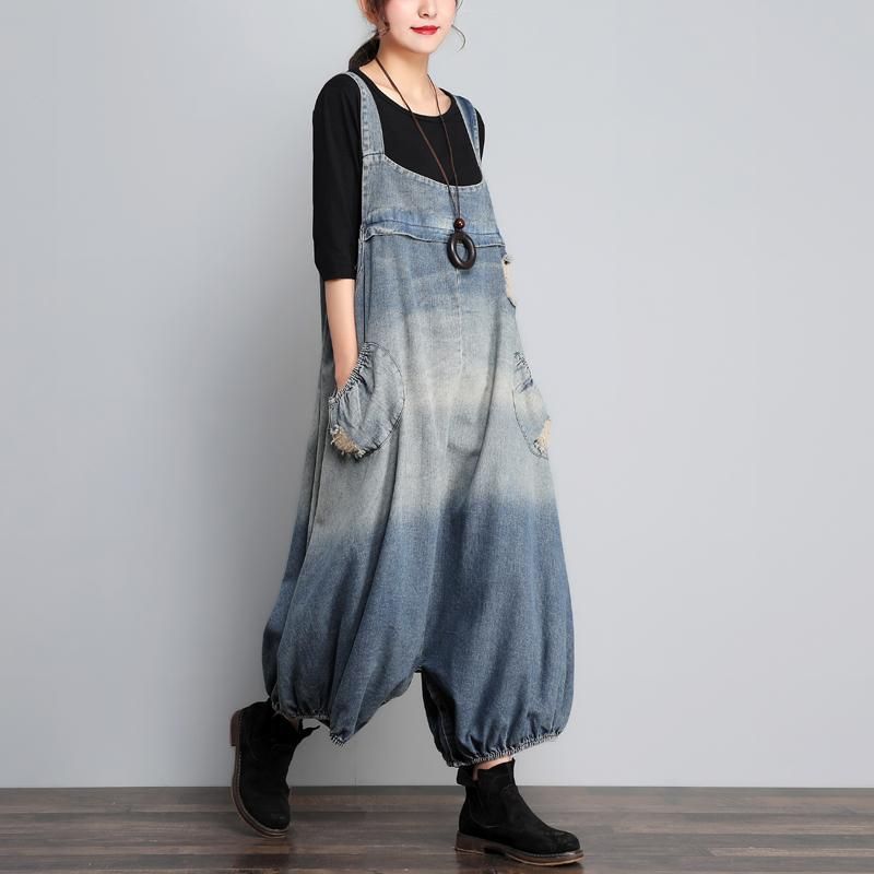 Autumn Vintage Denim Jumpsuit I Løs Størrelse