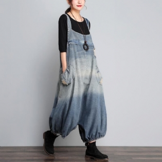 Autumn Vintage Denim Jumpsuit I Løs Størrelse