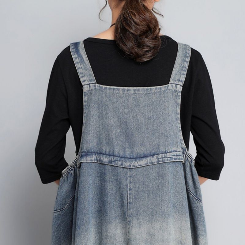 Autumn Vintage Denim Jumpsuit I Løs Størrelse