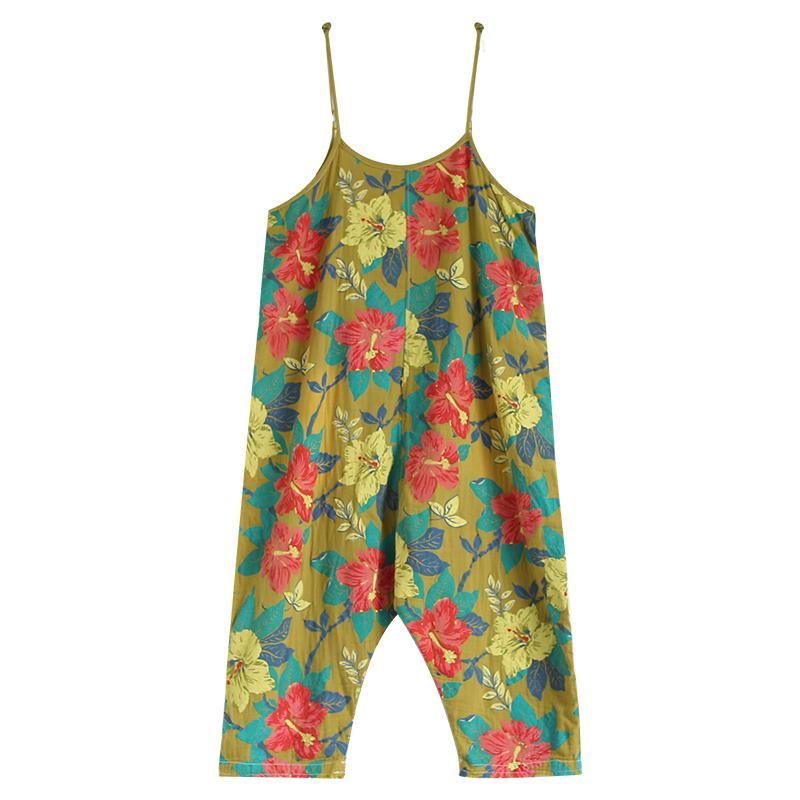 Blomstertrykt Casual Linned Løs Retro Jumpsuit