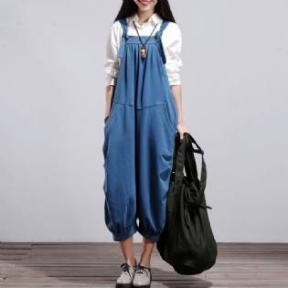 Bomuld Denim Casual Løs Retro Jumpsuit