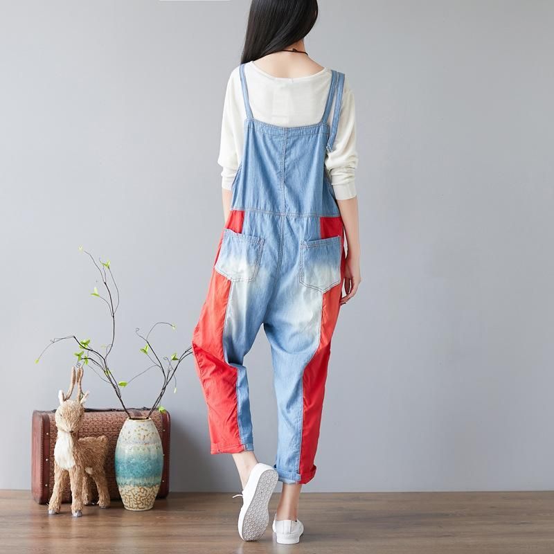 Candy Color Splejsningshuller Justerbare Sling Rompers Jumpsuits