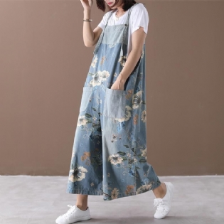 Casual Loose Printede Pockets Shift Jumpsuits