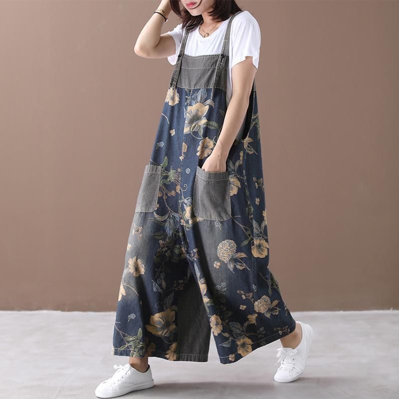 Casual Loose Printede Pockets Shift Jumpsuits