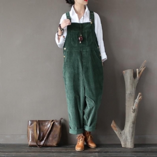 Corduroy Large Størrelse Loose Retro Jumpsuit