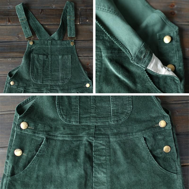 Corduroy Large Størrelse Loose Retro Jumpsuit