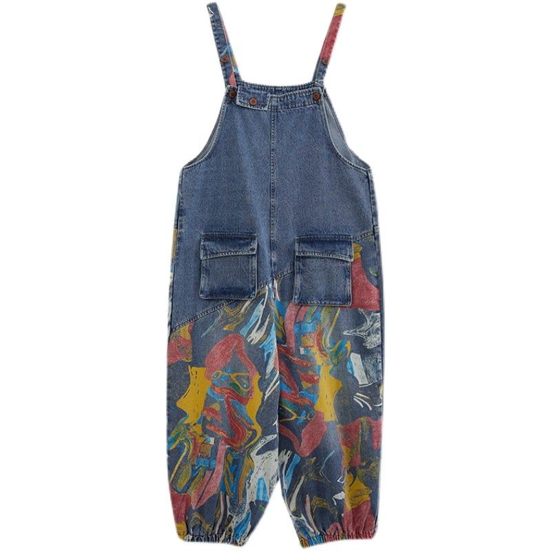 Dame Forår Sommer Løs Bomuld Denim Jumpsuit