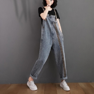 Dame Retro Loose Autumn Denim Jumpsuit