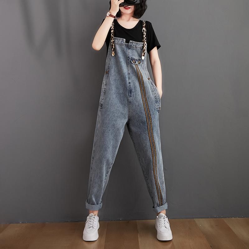 Dame Retro Loose Autumn Denim Jumpsuit