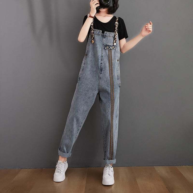 Dame Retro Loose Autumn Denim Jumpsuit