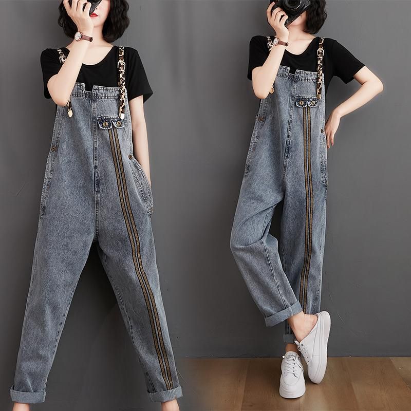 Dame Retro Loose Autumn Denim Jumpsuit