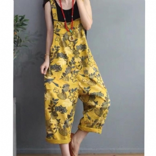 Dame Retro Printet Løs Jumpsuit I Plus Størrelse