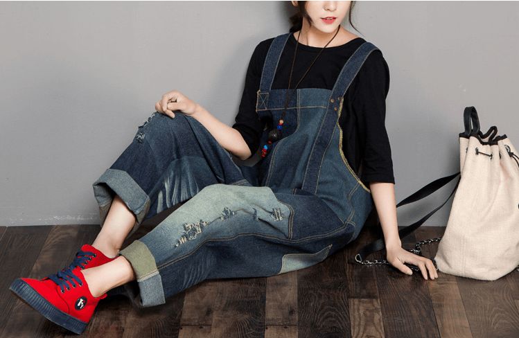 Denim Autumn Retro Matching Jumpsuit