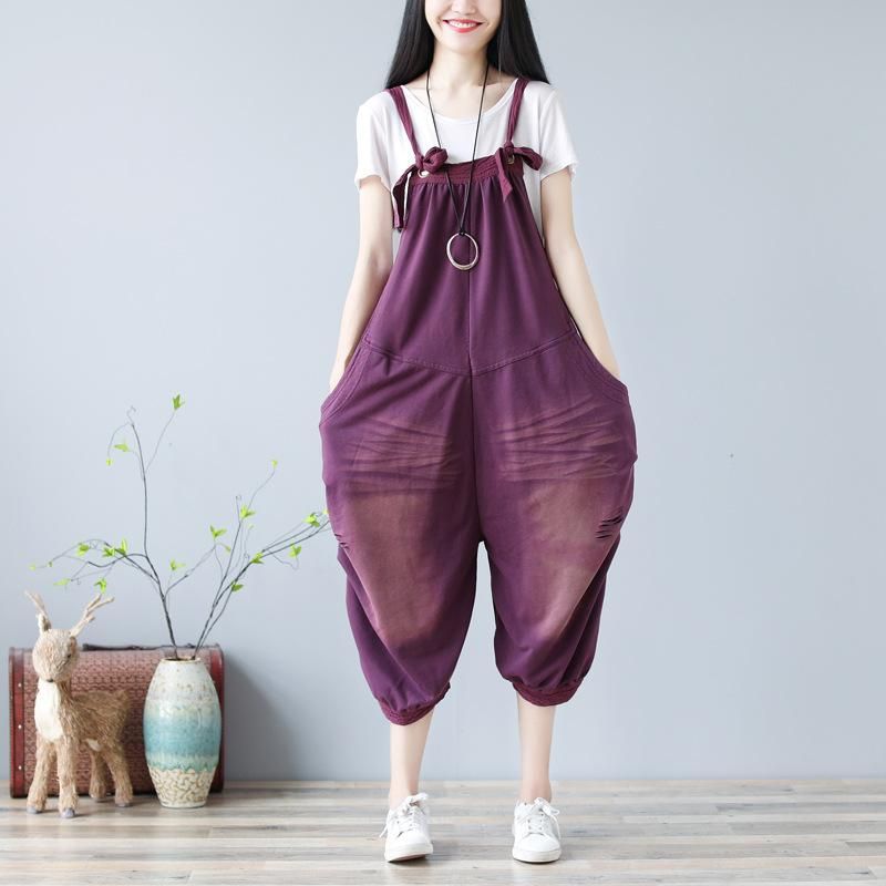 Denim Strik Lanterne Løs Jumpsuit