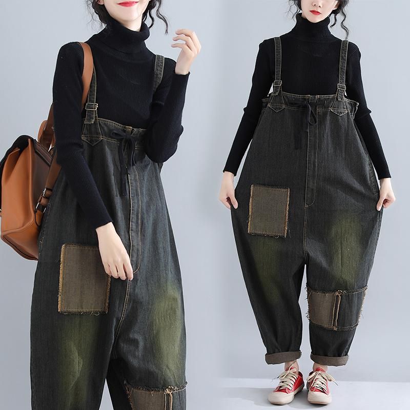 Efterår Vinter Retro Harlan Dame Denim Jumpsuit