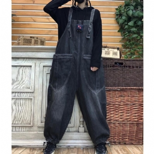 Forår Efterår Retro Løs Denim Jumpsuit