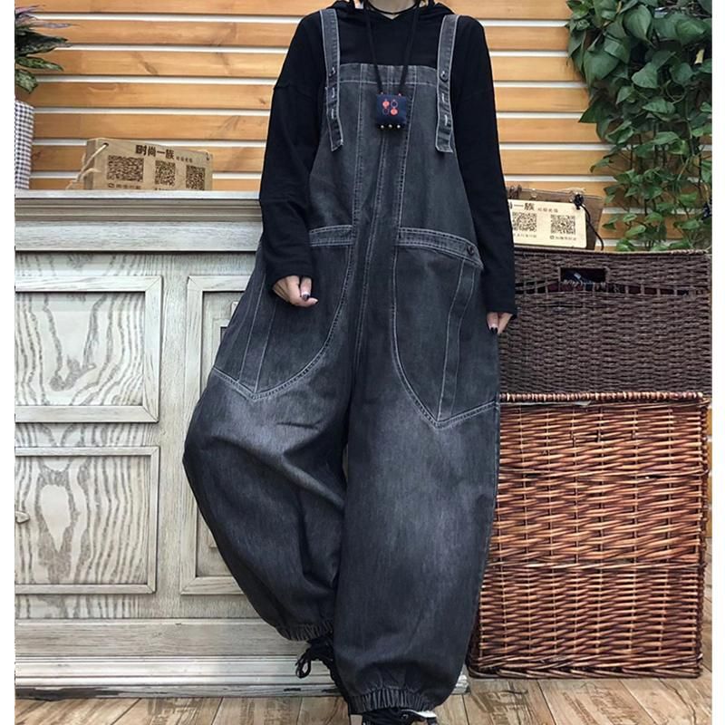 Forår Efterår Retro Løs Denim Jumpsuit