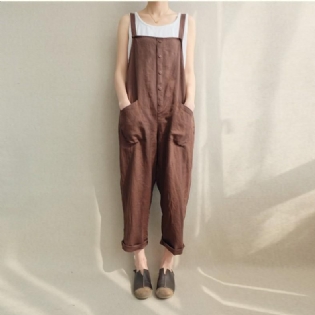 Komfortable Solide Bløde Lommer Casual Jumpsuits S-5xl