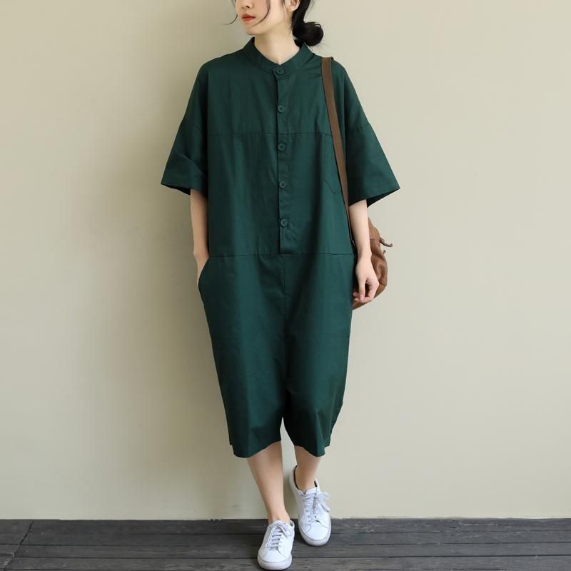 Kunstnerisk Løs Afslappet Stor Størrelse Cropped Tynd Jumpsuit