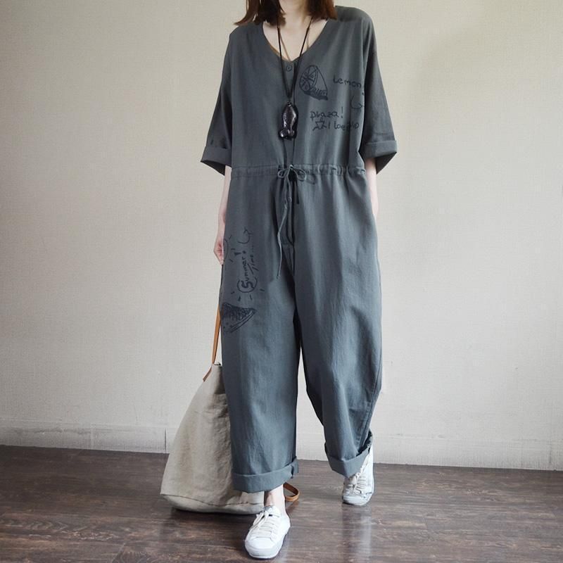 Kvinder Casual Stor Størrelse Printet Wide-leg Jumpsuit