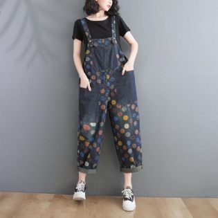 Kvinder Forår Sommer Retro Potter Løs Denim Harem Jumpsuit