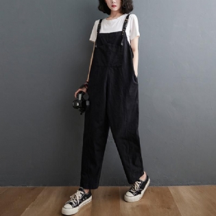 Loose Casual Cropped Jumpsuit Med Lige Ben