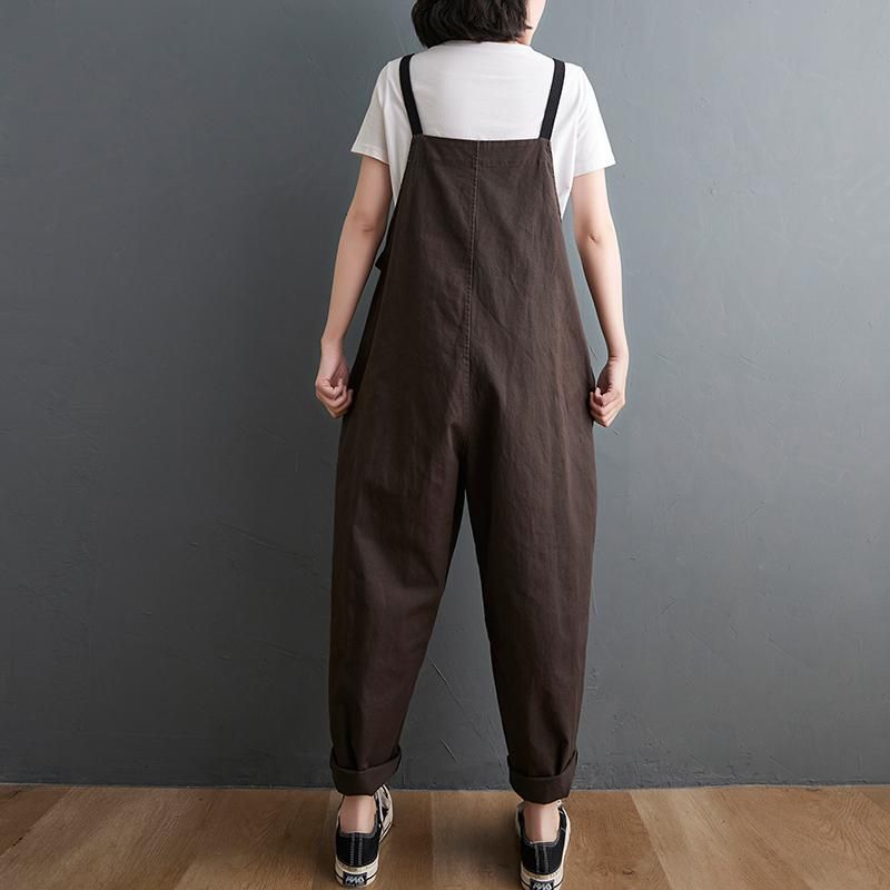 Loose Casual Cropped Jumpsuit Med Lige Ben