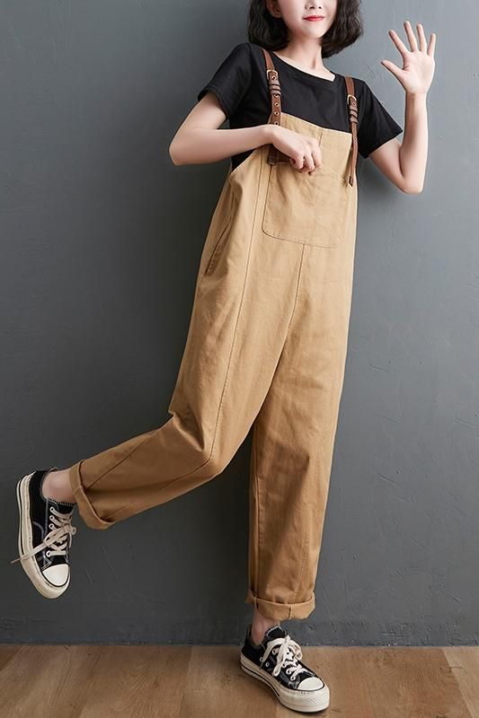 Loose Casual Cropped Jumpsuit Med Lige Ben