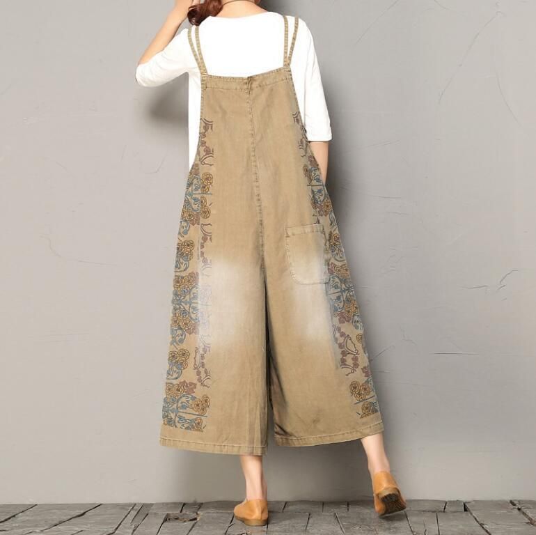 Loose Casual Jumpsuit Med Bomuldstryk