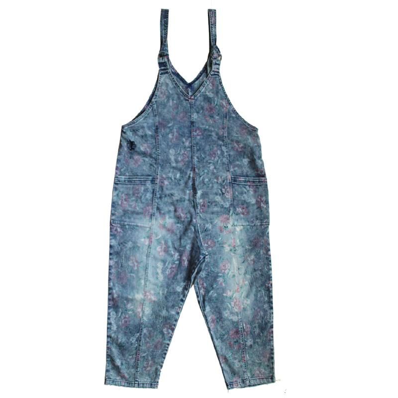 Oversized Denim Bib Løse Casual Jumpsuits