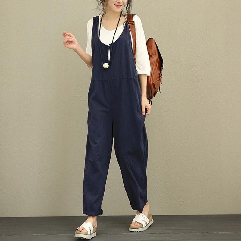 Oversized Løs Afslappet Jumpsuit I Bomuld